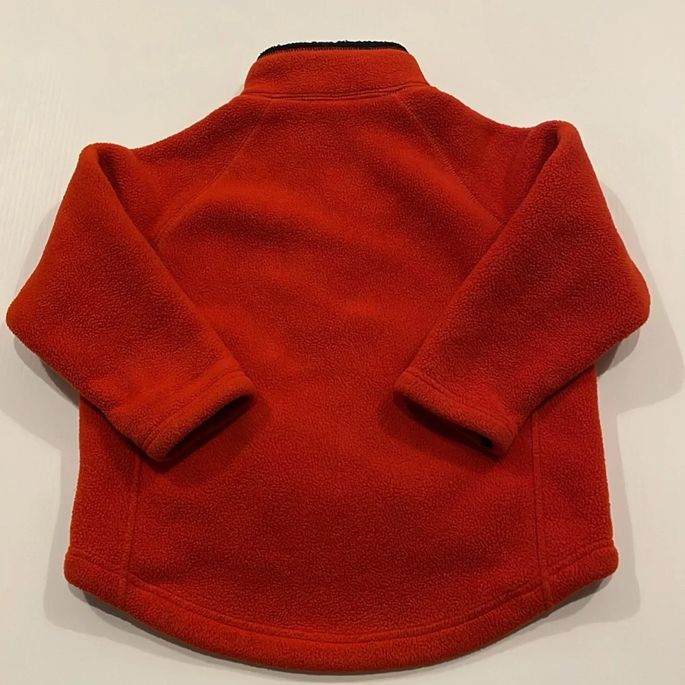 GAP kids mock neck, full zip orange & blue heavy fleece jacket. Boys size XS
